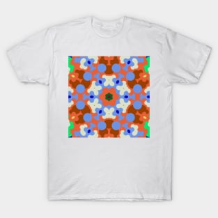 Retro Mandala Flower Orange Blue and Yellow T-Shirt